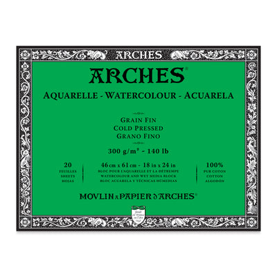 ARCHES WATER COLOUR BLOCK 20 SHEETS COLD PRESSED 300 GSM 100% COTTON 18" x 24" (1795064)