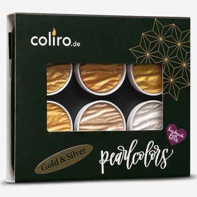 COLIRO WATER COLOUR PANS GOLD & SILVER  SET OF 6 (M600)