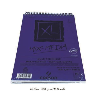 CANSON XL MIX MEDIA ALBUMS SPIRAL MG 15 SHEETS 300 GSM A5 (200001872)