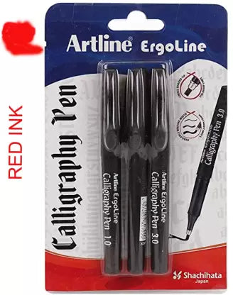 ARTLINE CALLIGRAPHY PEN RED SET OF (EK-240N/3W)