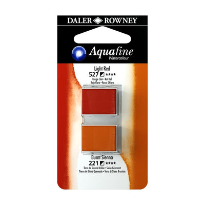 DALER & ROWNEY AQUAFINE 2 PC 1/2 PAN  LIGHT RED/BURNT SIENNA SET OF 2 (018)