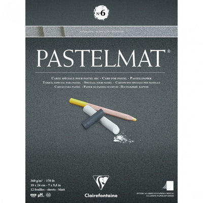 CLAIREFONTAINE PASTELMAT NO 6 12 SHEETS ANTHRACITE 360 GSM 7" x 9.5" (96003C)