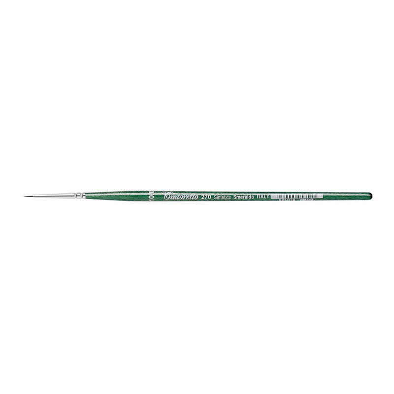 TINTORETTO  SR 270 EMERALD SYNTHETIC ROUND BRUSH SHORT HANDLE NO 10/0