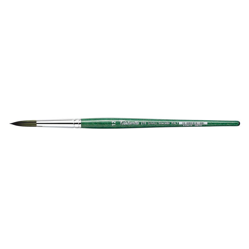 TINTORETTO  SR 270 EMERALD SYNTHETIC ROUND BRUSH SHORT HANDLE NO 12