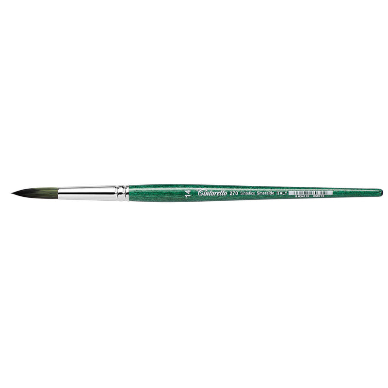 TINTORETTO  SR 270 EMERALD SYNTHETIC ROUND BRUSH SHORT HANDLE NO 14