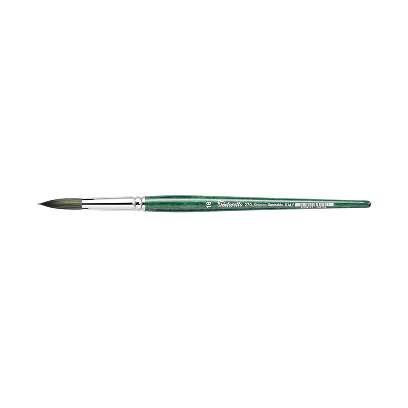 TINTORETTO  SR 270 EMERALD SYNTHETIC ROUND BRUSH SHORT HANDLE NO 16