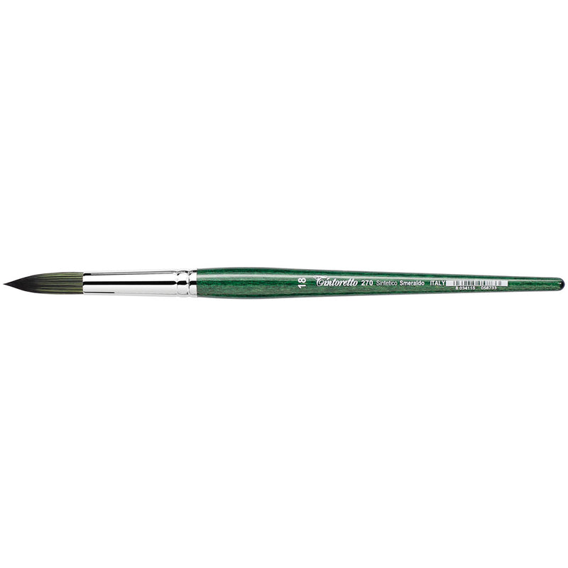 TINTORETTO  SR 270 EMERALD SYNTHETIC ROUND BRUSH SHORT HANDLE NO 18