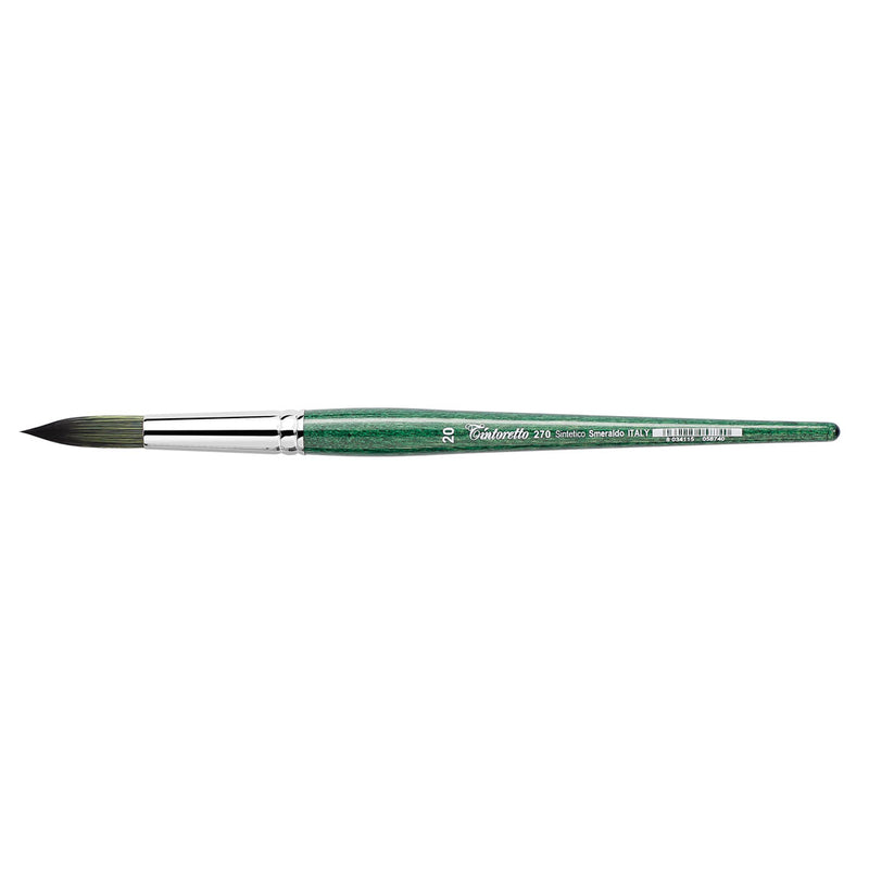 TINTORETTO  SR 270 EMERALD SYNTHETIC ROUND BRUSH SHORT HANDLE NO 20