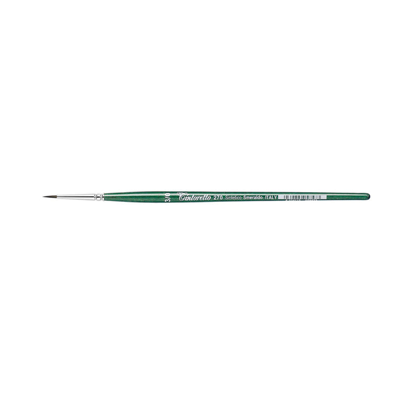 TINTORETTO  SR 270 EMERALD SYNTHETIC ROUND BRUSH SHORT HANDLE NO 3/0