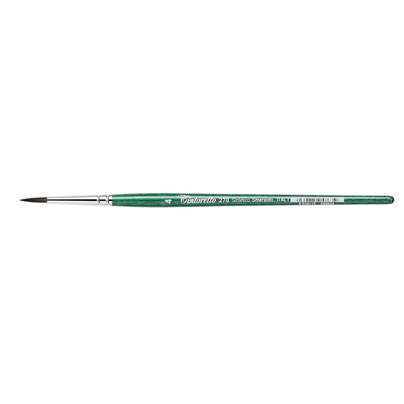 TINTORETTO  SR 270 EMERALD SYNTHETIC ROUND BRUSH SHORT HANDLE NO 4