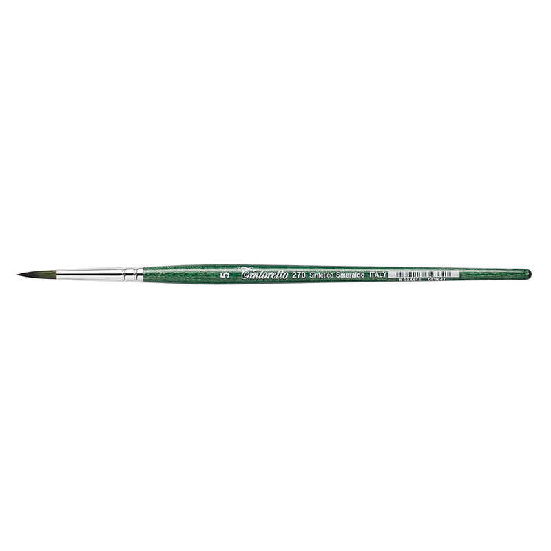 TINTORETTO  SR 270 EMERALD SYNTHETIC ROUND BRUSH SHORT HANDLE NO 5