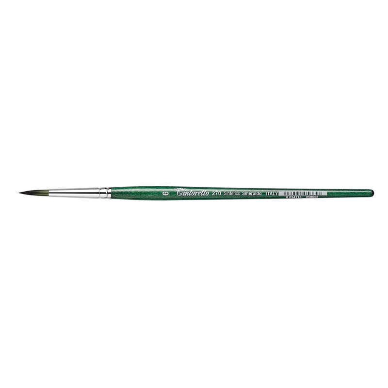 TINTORETTO  SR 270 EMERALD SYNTHETIC ROUND BRUSH SHORT HANDLE NO 6