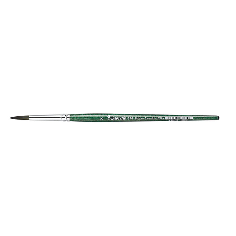 TINTORETTO  SR 270 EMERALD SYNTHETIC ROUND BRUSH SHORT HANDLE NO 8