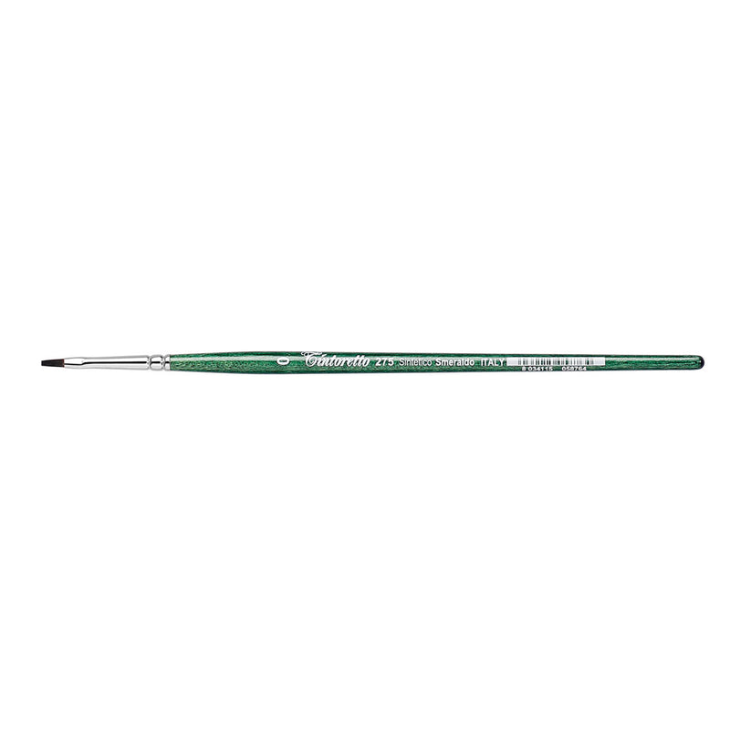 TINTORETTO  SR 275 EMERALD SYNTHETIC FLAT BRUSH SHORT HANDLE NO 0
