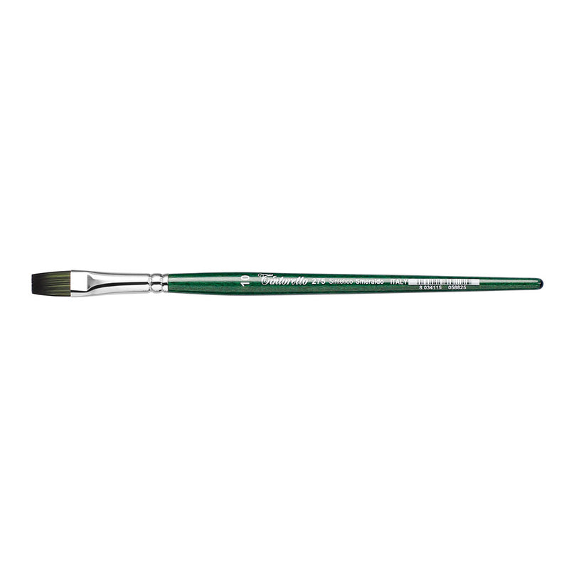 TINTORETTO  SR 275 EMERALD SYNTHETIC FLAT BRUSH SHORT HANDLE NO 10