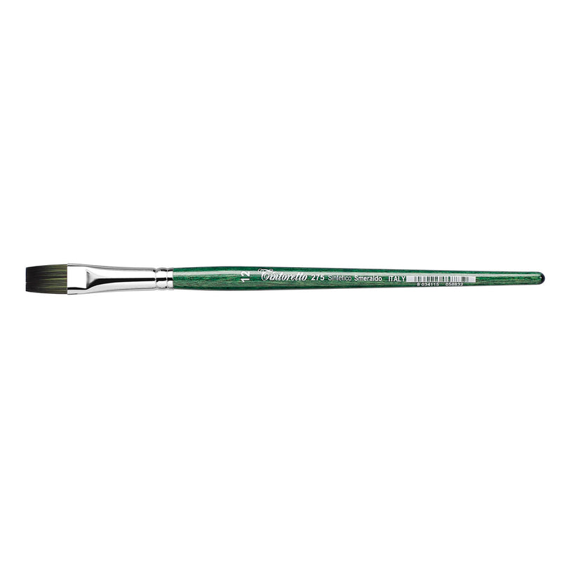 TINTORETTO  SR 275 EMERALD SYNTHETIC FLAT BRUSH SHORT HANDLE NO 12