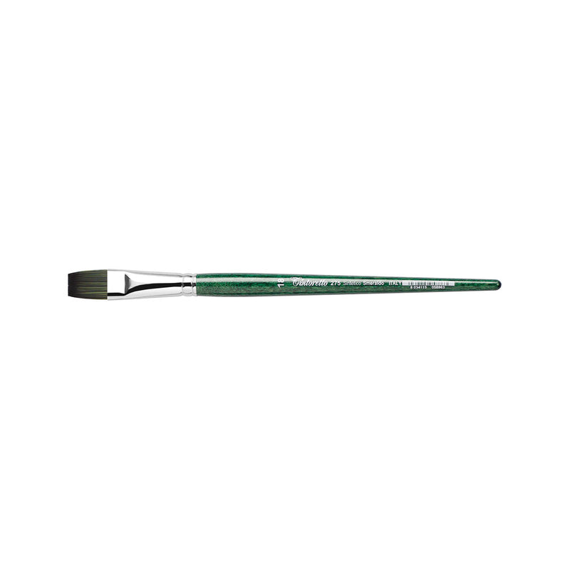 TINTORETTO  SR 275 EMERALD SYNTHETIC FLAT BRUSH SHORT HANDLE NO 18