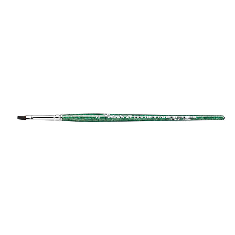 TINTORETTO  SR 275 EMERALD SYNTHETIC FLAT BRUSH SHORT HANDLE NO 2