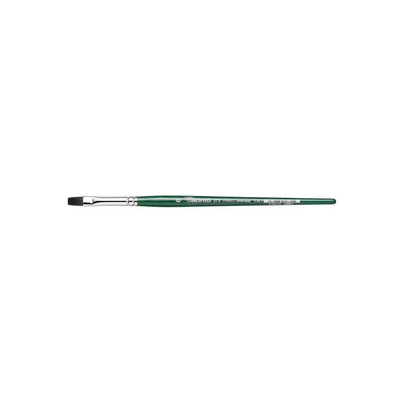 TINTORETTO  SR 275 EMERALD SYNTHETIC FLAT BRUSH SHORT HANDLE NO 6