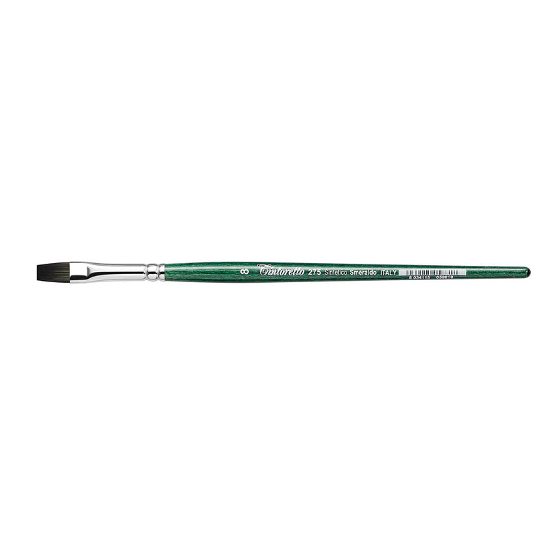 TINTORETTO  SR 275 EMERALD SYNTHETIC FLAT BRUSH SHORT HANDLE NO 8