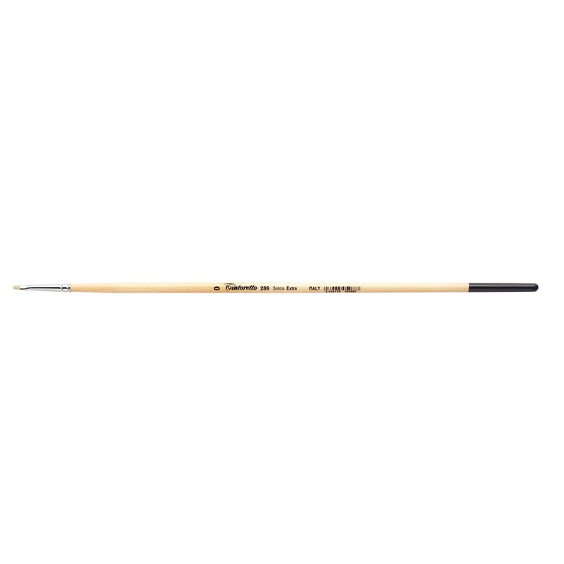 TINTORETTO  SR 289 HOG HAIR BRUSH FLAT SHORTER HAIR EXTRA BRISTLE NO 0