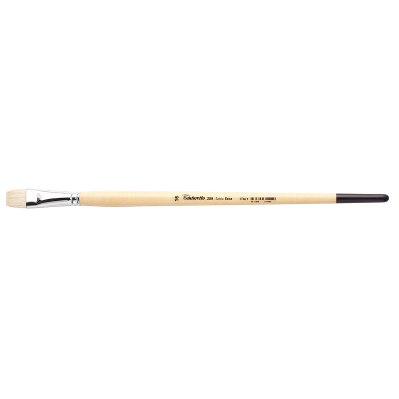 TINTORETTO  SR 289 HOG HAIR BRUSH FLAT SHORTER HAIR EXTRA BRISTLE NO 16