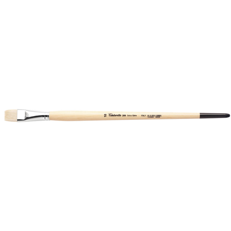 TINTORETTO  SR 289 HOG HAIR BRUSH FLAT SHORTER HAIR EXTRA BRISTLE NO 18