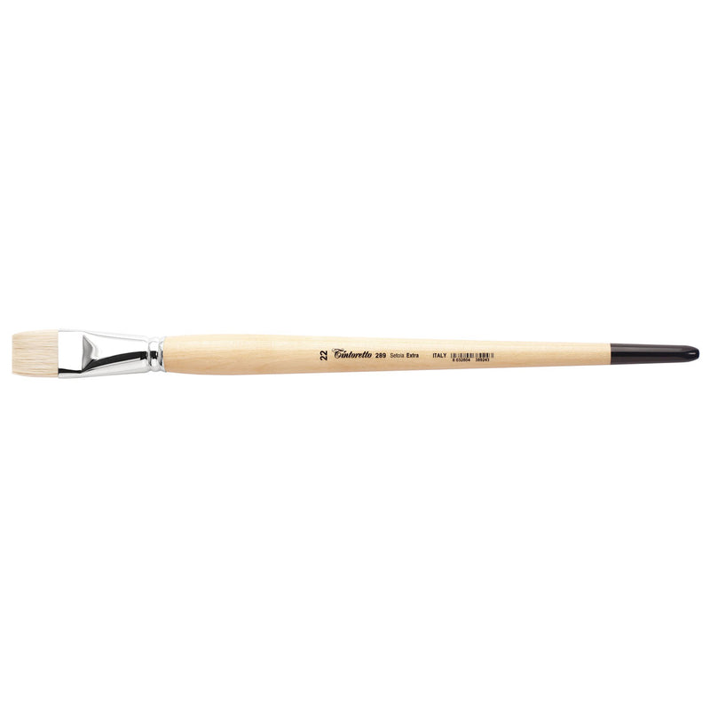 TINTORETTO  SR 289 HOG HAIR BRUSH FLAT SHORTER HAIR EXTRA BRISTLE NO 22