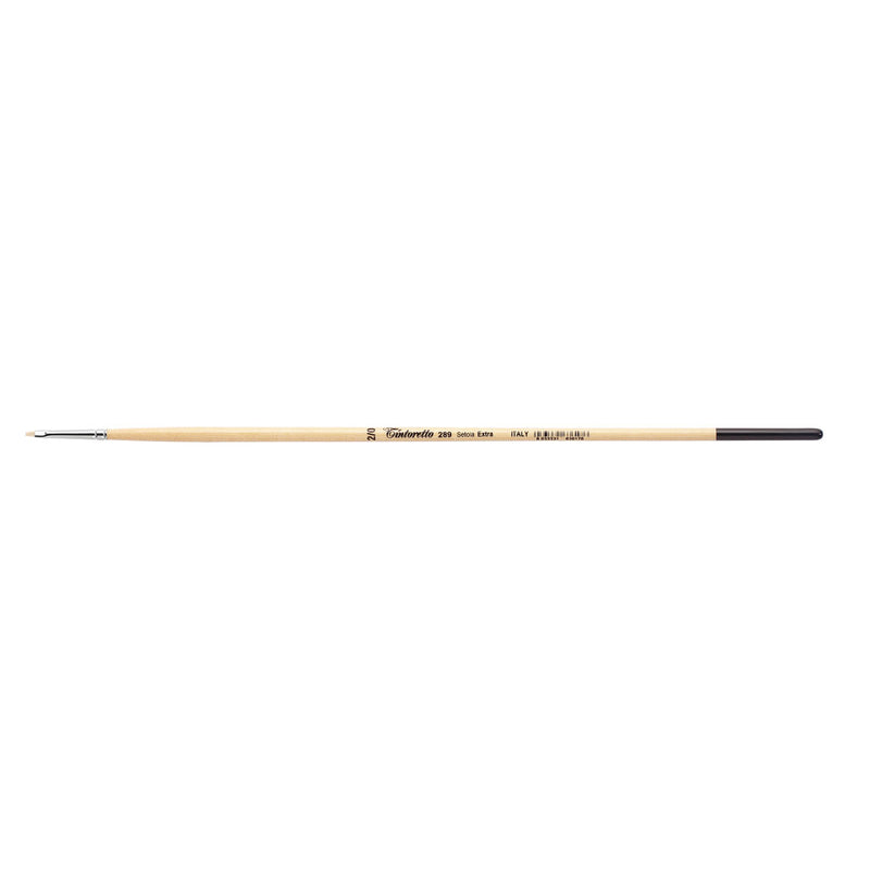 TINTORETTO  SR 289 HOG HAIR BRUSH FLAT SHORTER HAIR EXTRA BRISTLE NO 2/0
