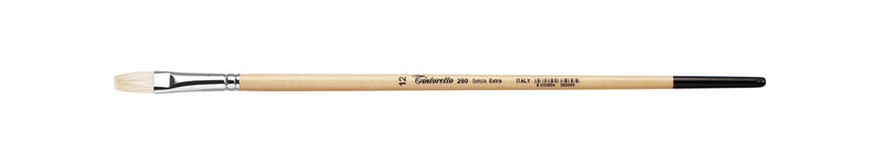 TINTORETTO  SR 290 HOG HAIR FLAT NATURAL BRISTLE LONG HANDLE NO 12