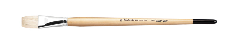 TINTORETTO  SR 290 HOG HAIR FLAT NATURAL BRISTLE LONG HANDLE NO 20