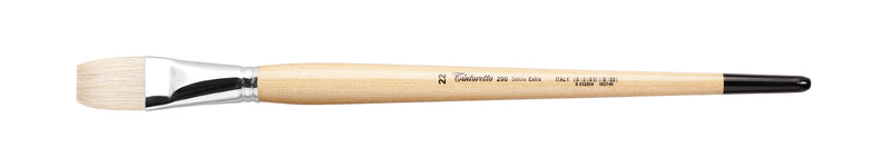 TINTORETTO  SR 290 HOG HAIR FLAT NATURAL BRISTLE LONG HANDLE NO 22