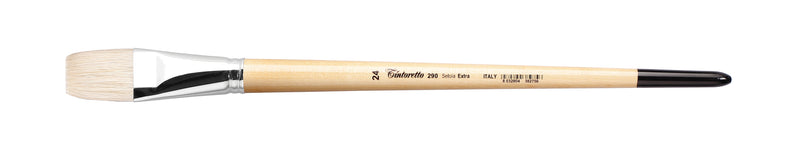 TINTORETTO  SR 290 HOG HAIR FLAT NATURAL BRISTLE LONG HANDLE NO 24