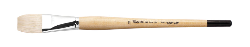 TINTORETTO  SR 290 HOG HAIR FLAT NATURAL BRISTLE LONG HANDLE NO 28