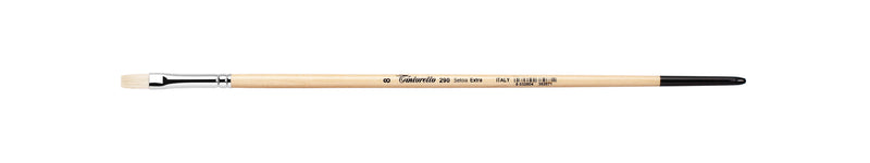 TINTORETTO  SR 290 HOG HAIR FLAT NATURAL BRISTLE LONG HANDLE NO 8