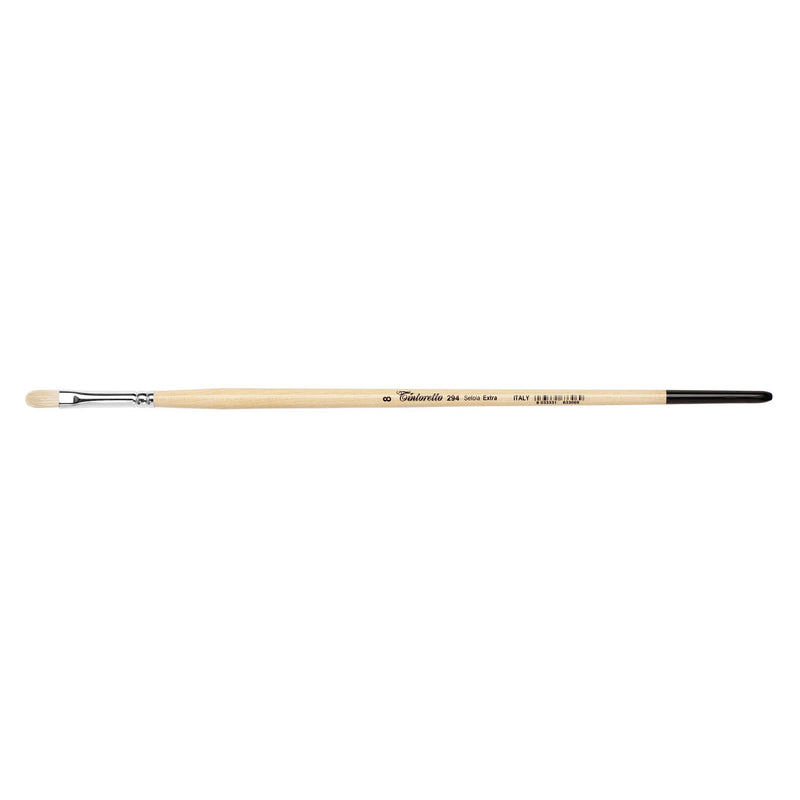 TINTORETTO  SR 294 HOG HAIR FILBERT BRUSH EXTRA BRISTLE NO 8