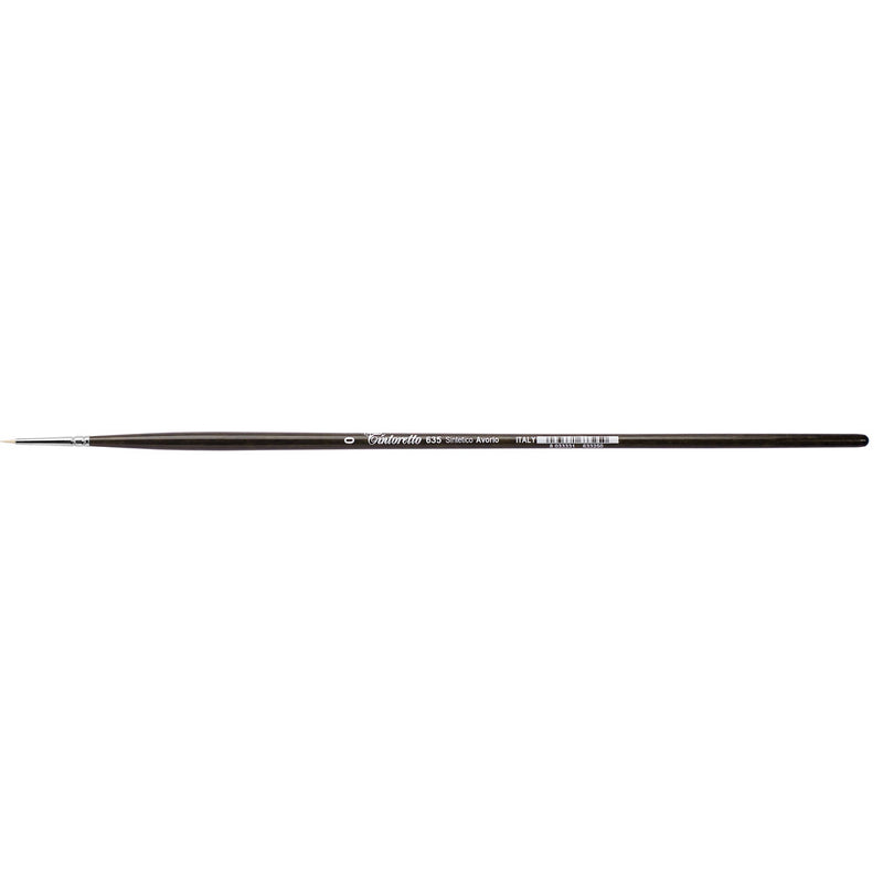 TINTORETTO  SR 635 IVORY SYNTHETIC FIBRE ROUND BRUSH LONG WOODEN HANDLE NO 0
