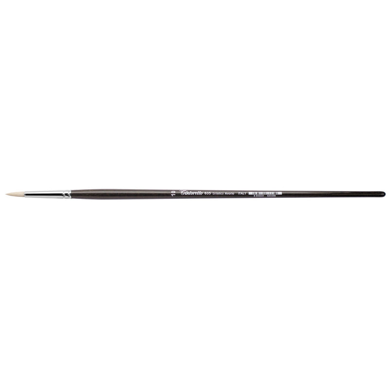 TINTORETTO  SR 635 IVORY SYNTHETIC FIBRE ROUND BRUSH LONG WOODEN HANDLE NO 10