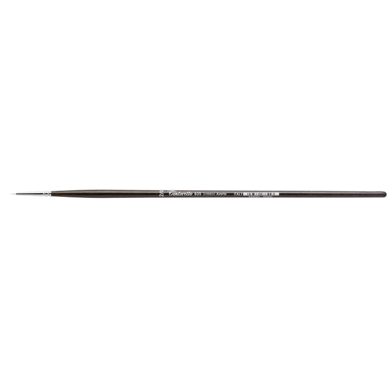 TINTORETTO  SR 635 IVORY SYNTHETIC FIBRE ROUND BRUSH LONG WOODEN HANDLE NO 2/0