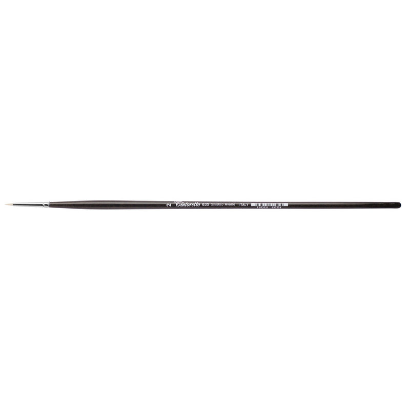 TINTORETTO  SR 635 IVORY SYNTHETIC FIBRE ROUND BRUSH LONG WOODEN HANDLE NO 2