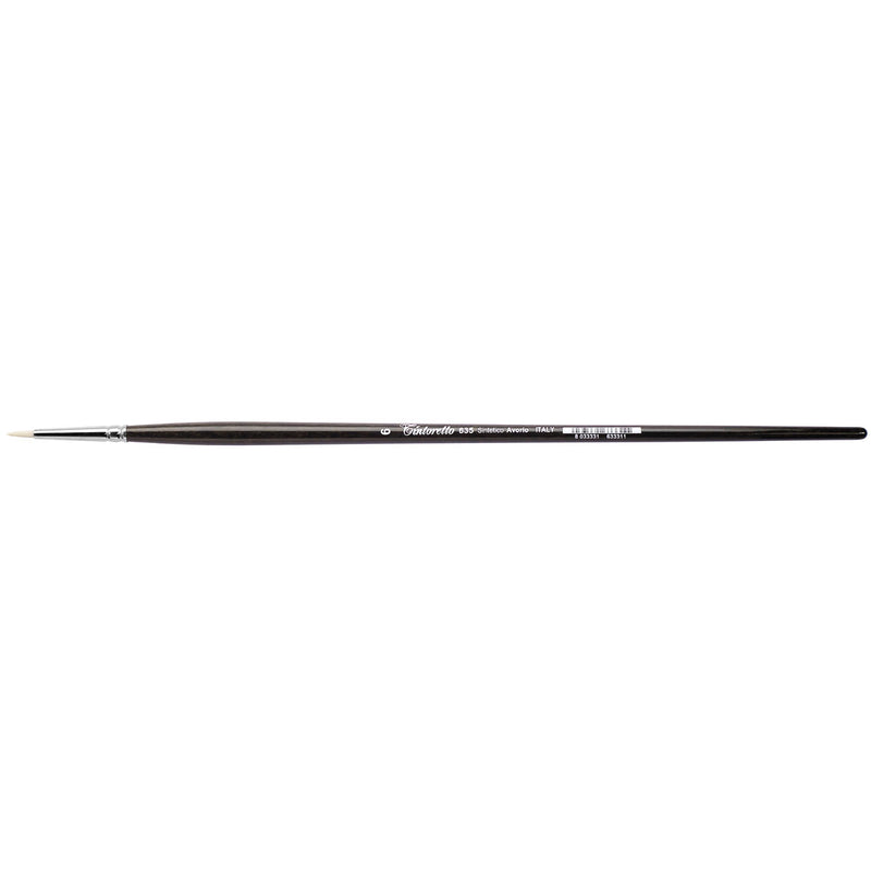 TINTORETTO  SR 635 IVORY SYNTHETIC FIBRE ROUND BRUSH LONG WOODEN HANDLE NO 6