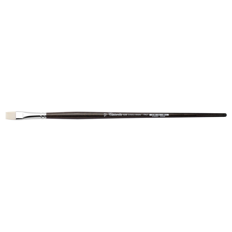 TINTORETTO  SR 636 FLAT BRUSH IVORY SYNTHETIC FIBRE NO 12