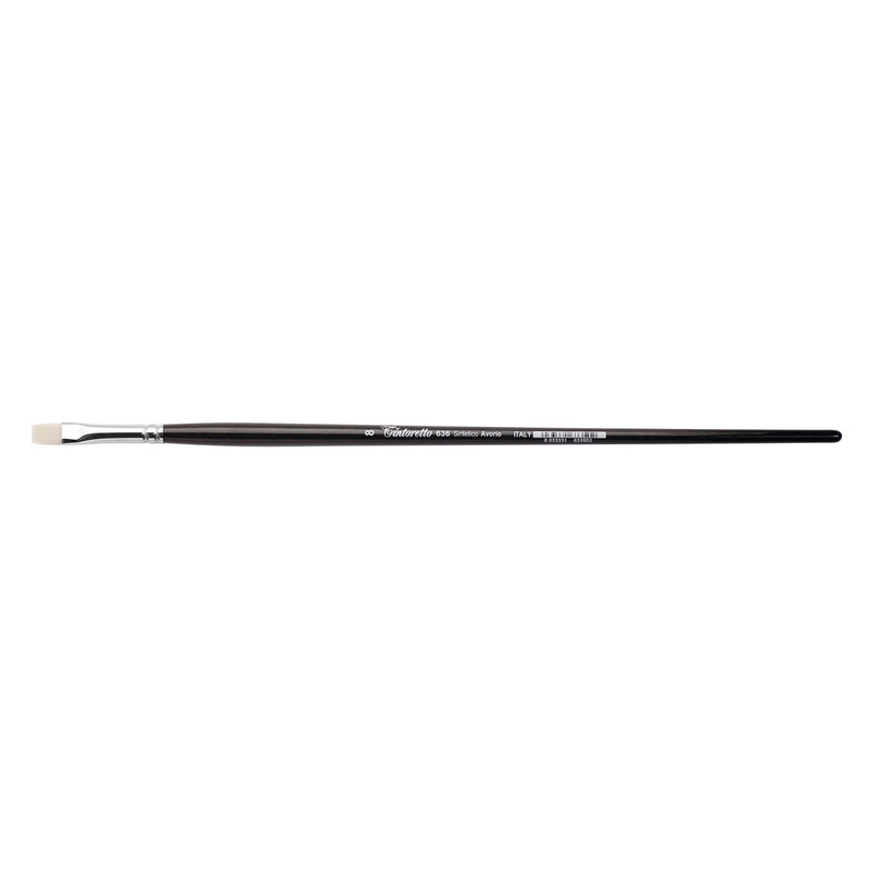 TINTORETTO  SR 636 FLAT BRUSH IVORY SYNTHETIC FIBRE NO 8