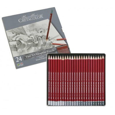 CRETACOLOR FINE ART GRAPHITE PENCILS TIN SET OF 24 (160 24)
