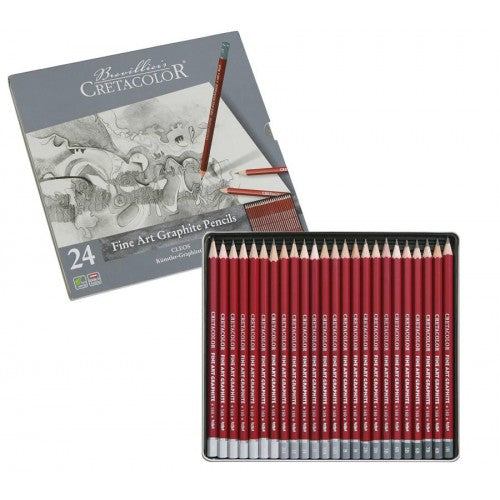 CRETACOLOR FINE ART GRAPHITE PENCILS TIN SET OF 24 (160 24)