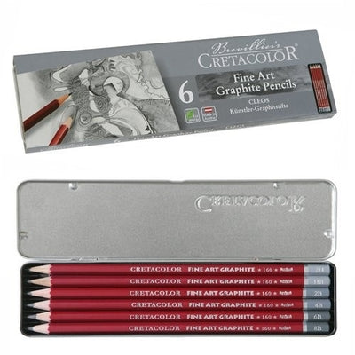 CRETACOLOR FINE ART GRAPHITE PENCILS TIN SET OF 6 (160 25)