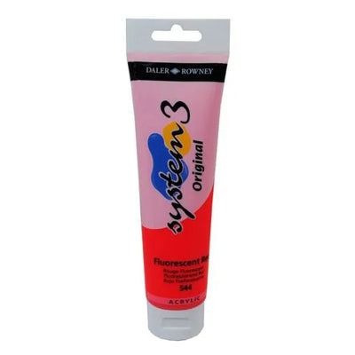 DALER & ROWNEY SYSTEM 3 ACRYLIC 150 ML FLUORESCENT RED 150544