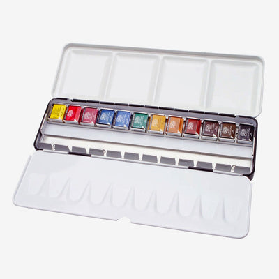 DALER & ROWNEY ARTIST WATER COLOUR PANS 1/2 PANS SET OF 12