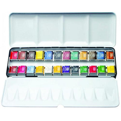 DALER & ROWNEY ARTIST WATER COLOUR PANS 1/2 PANS SET OF 24