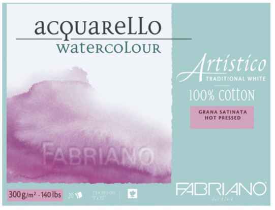FABRIANO WATERCOLOR PAD ARTISTICO 300 GSM HOT PRESS  9&